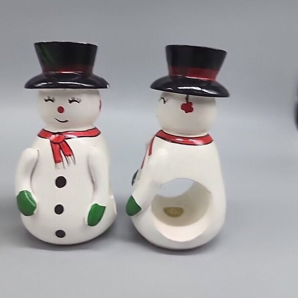 Vintage Wooden Snowman Napkin Holders Set Of 4 Philippines Christmas Cottagecore - Picture 2 of 7